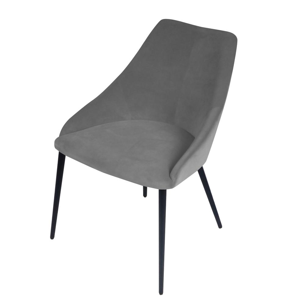 Pitch Harmony Stone Grey Velvet Upholstered Dining Chair with Conic Legs. Picture 2
