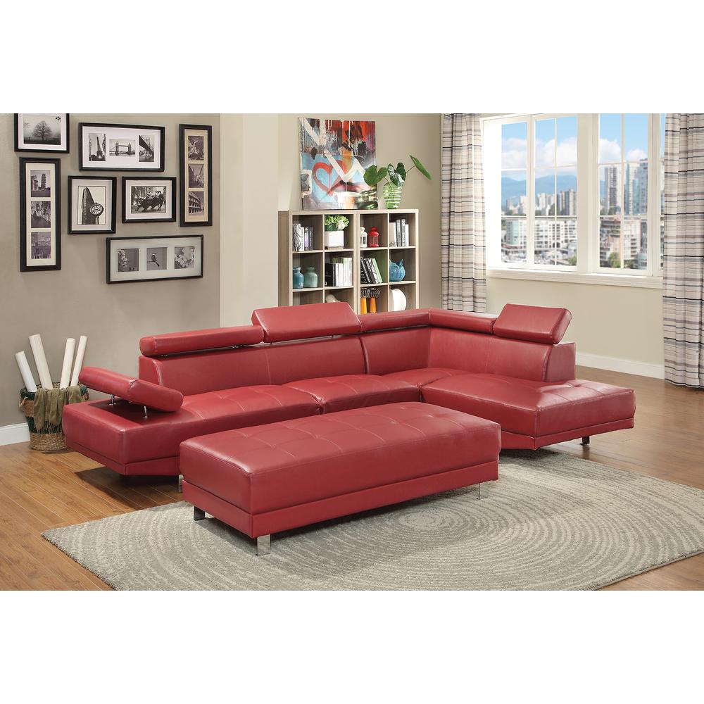 Riveredge 109 in. W 2-piece Faux Leather L Shape Sectional Sofa in Red. Picture 5