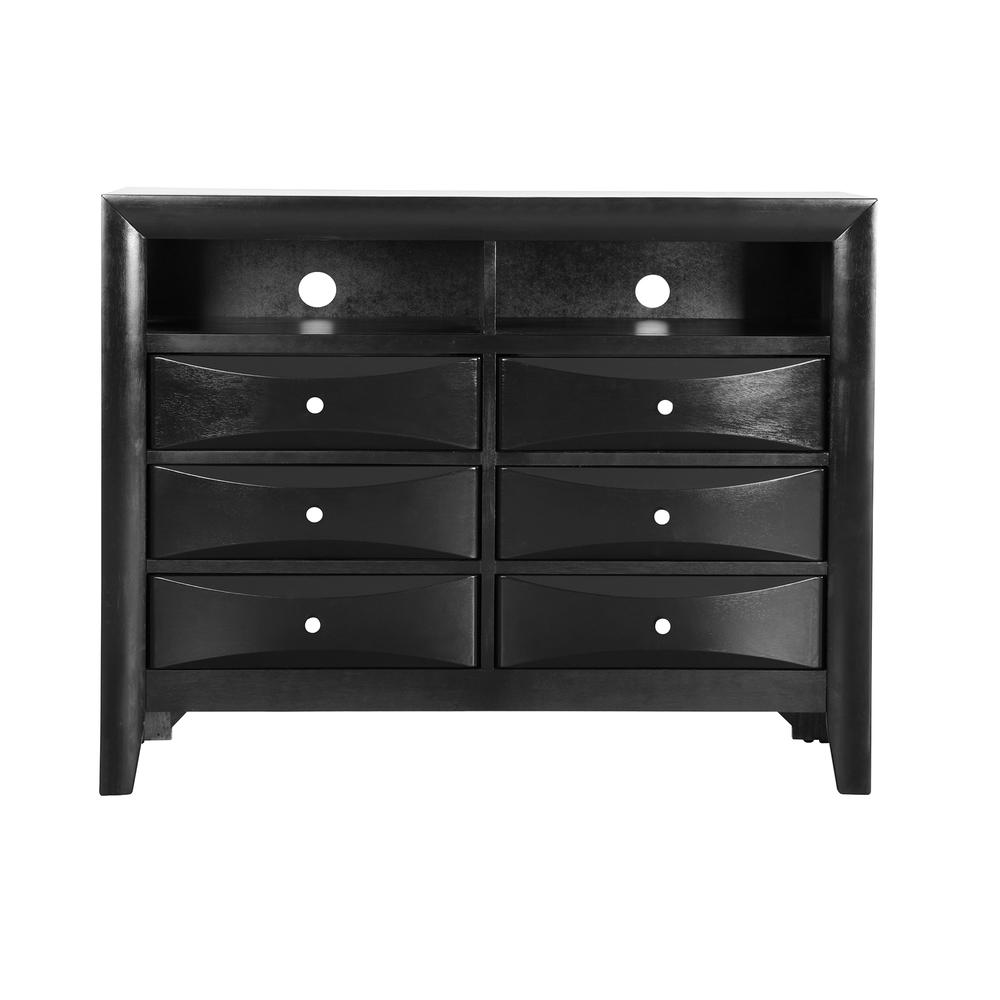 Marilla Black 6-Drawer Chest of Drawers (47 in. L X 17 in. W X 37 in. H). Picture 1