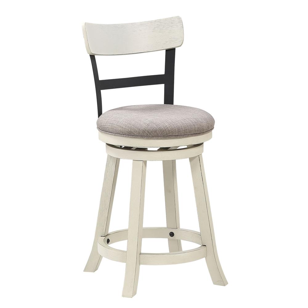 SH 36.5 in. White High Back Wood and Metal 24 in. Bar Stool. Picture 2