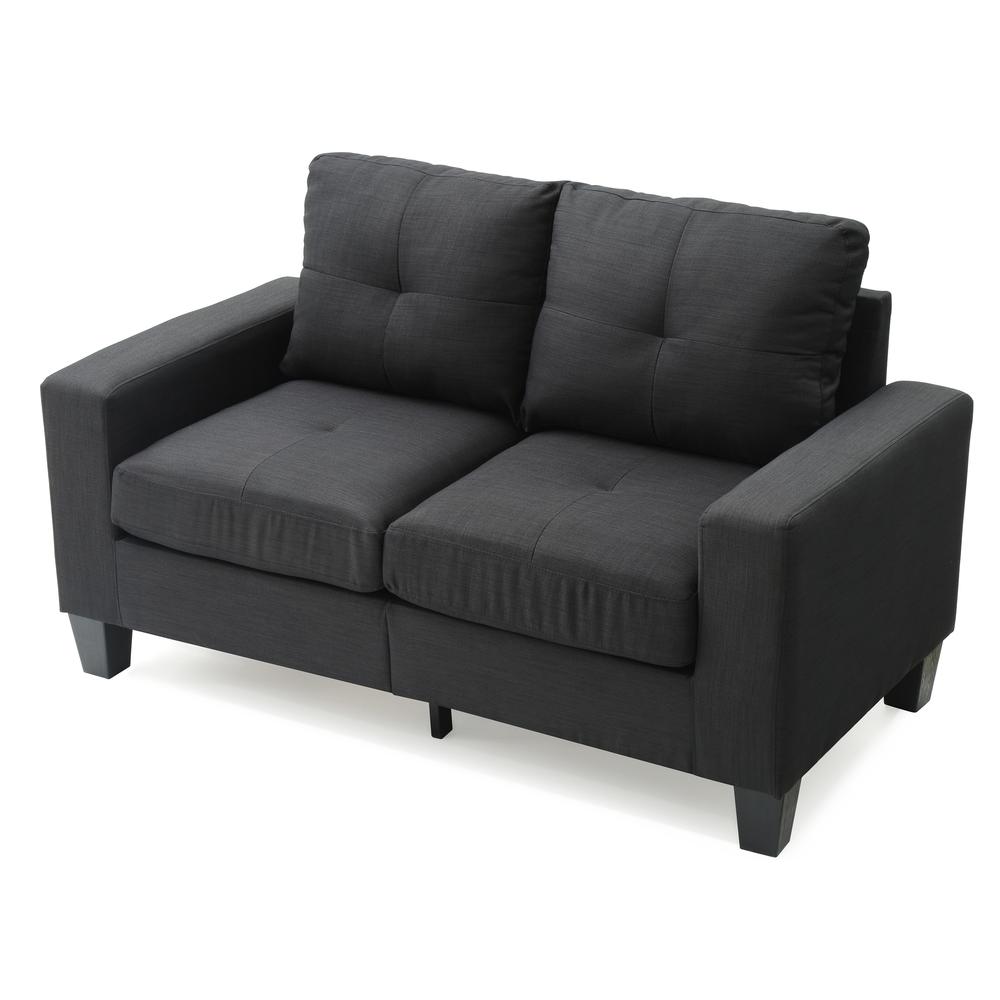 Newbury 58 in. W Flared Arm Cotton Straight Sofa in Black. Picture 3