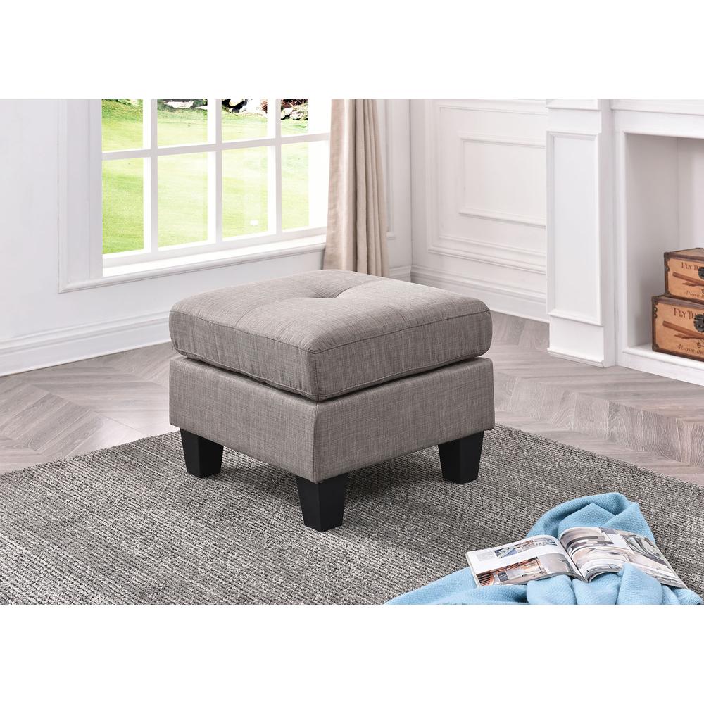 Newbury Gray Twill Upholstered Ottoman. Picture 5