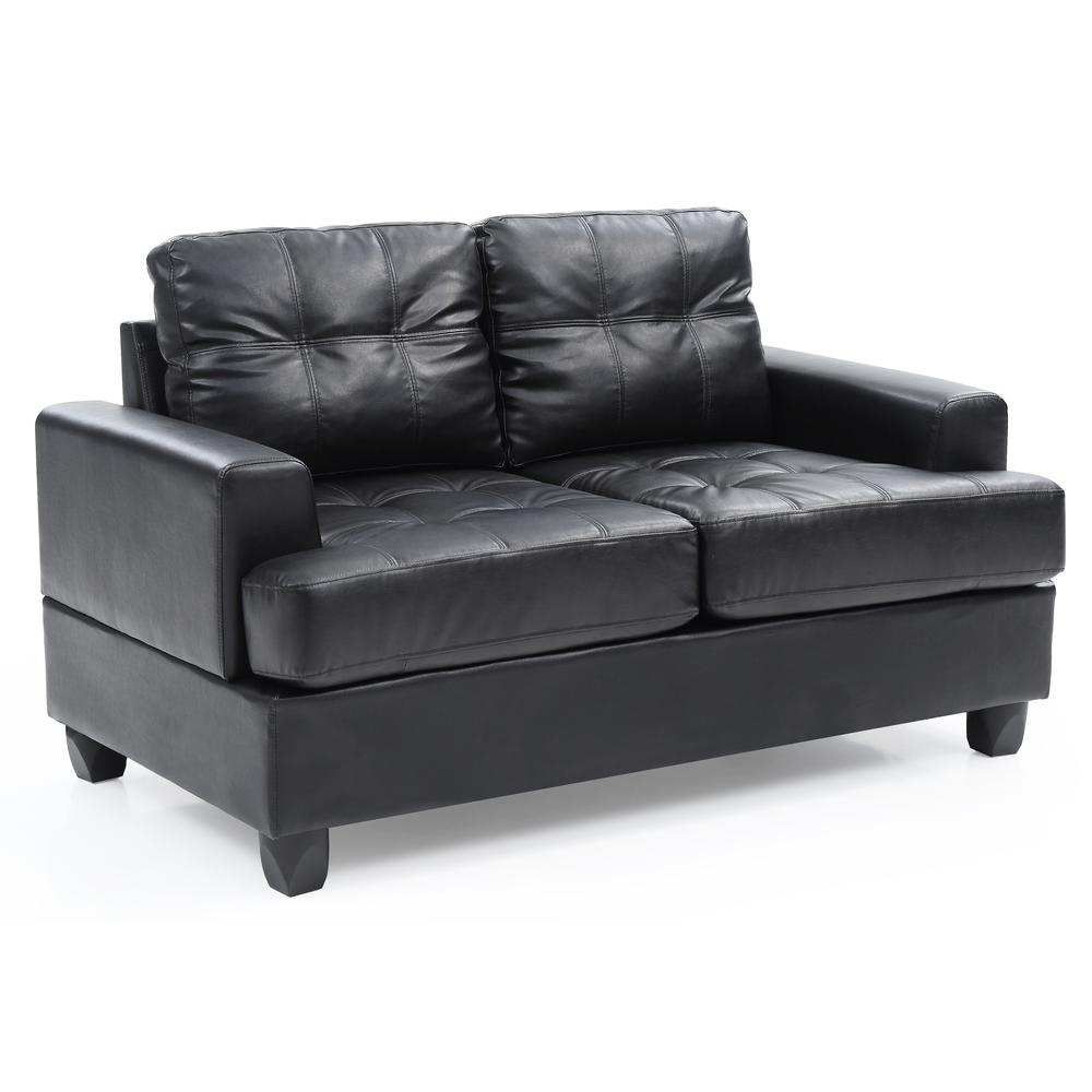 Sandridge 58 in. W Flared Arm Faux Leather Straight Sofa in Black. Picture 2