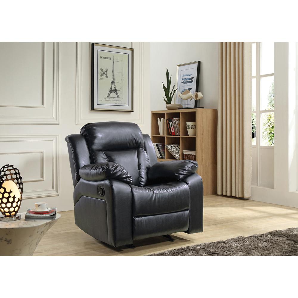 Daria Black Faux Leather Upholstery Reclining Chair. Picture 5