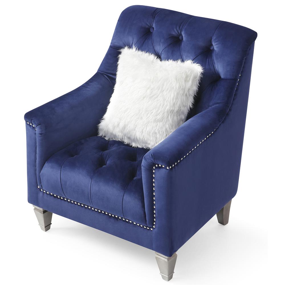 Dania Blue Upholstered Accent Chair. Picture 3