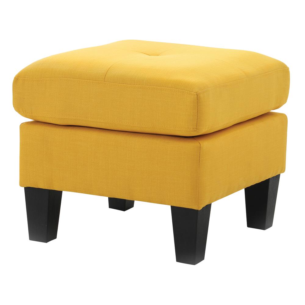 Newbury Yellow Polyester Upholstered Ottoman. Picture 1