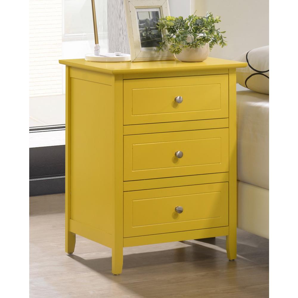 Daniel 3-Drawer Yellow Nightstand (25 in. H x 15 in. W x 19 in. D). Picture 6
