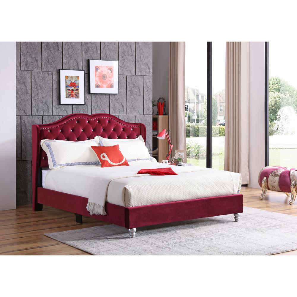 Joy Cherry Queen Upholstered Panel Bed. Picture 4