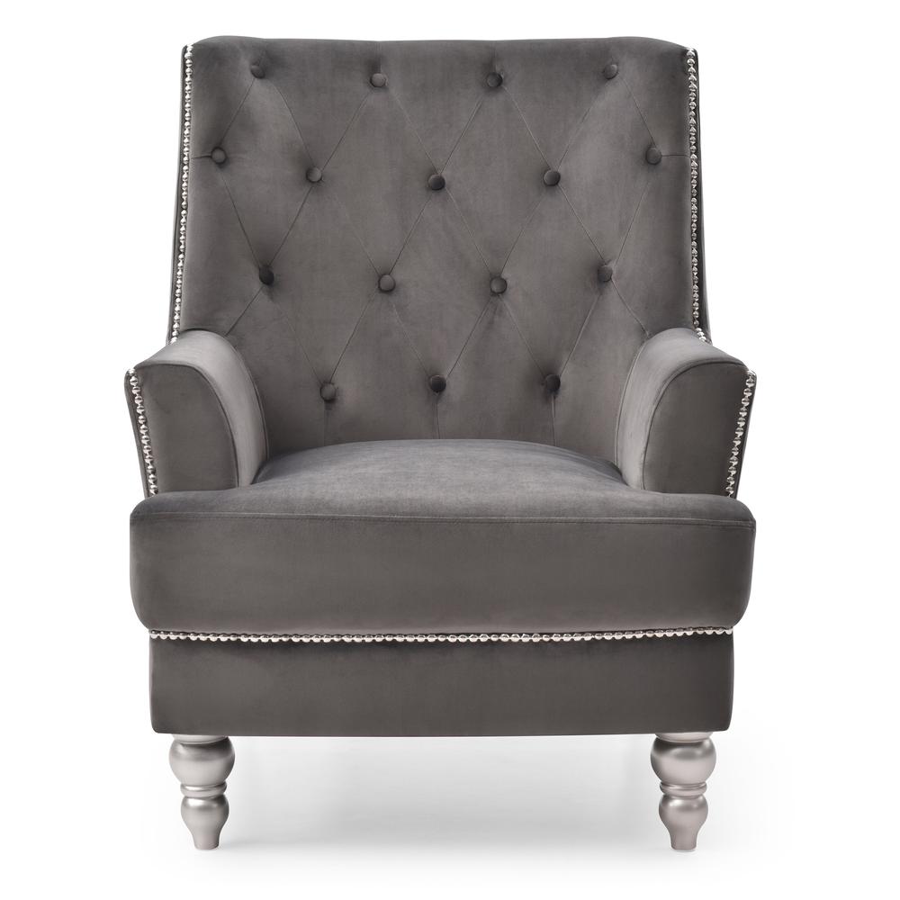 Pamona Dark Gray Upholstered Accent Chair. Picture 1