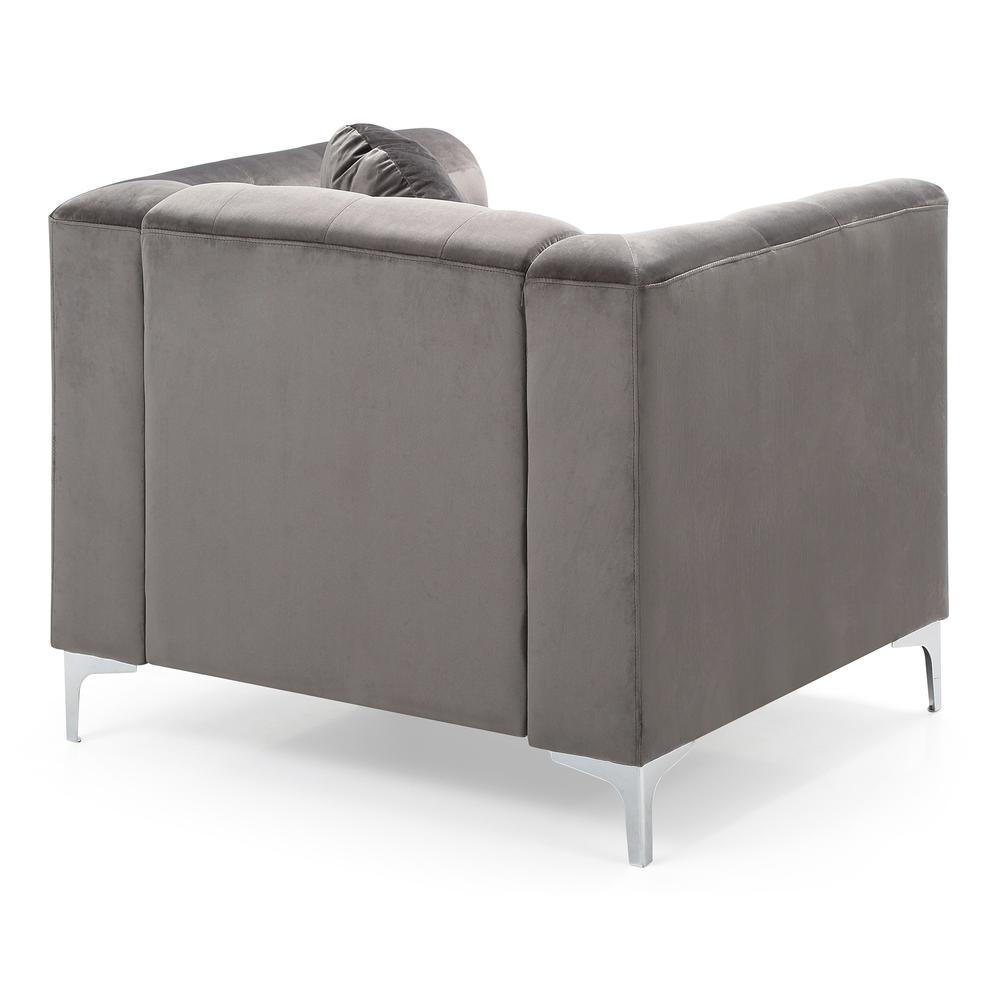Pompano Dark Gray Tufted Velvet Accent Chair. Picture 4