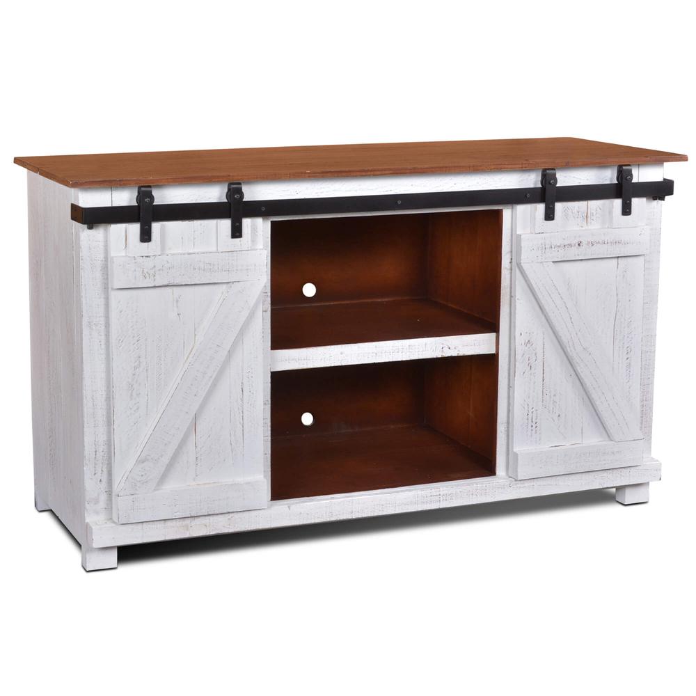 Stowe 60 in. Rustic White and Brown TV Stand Fits TV's up to 70 in. with Cable Management. Picture 2