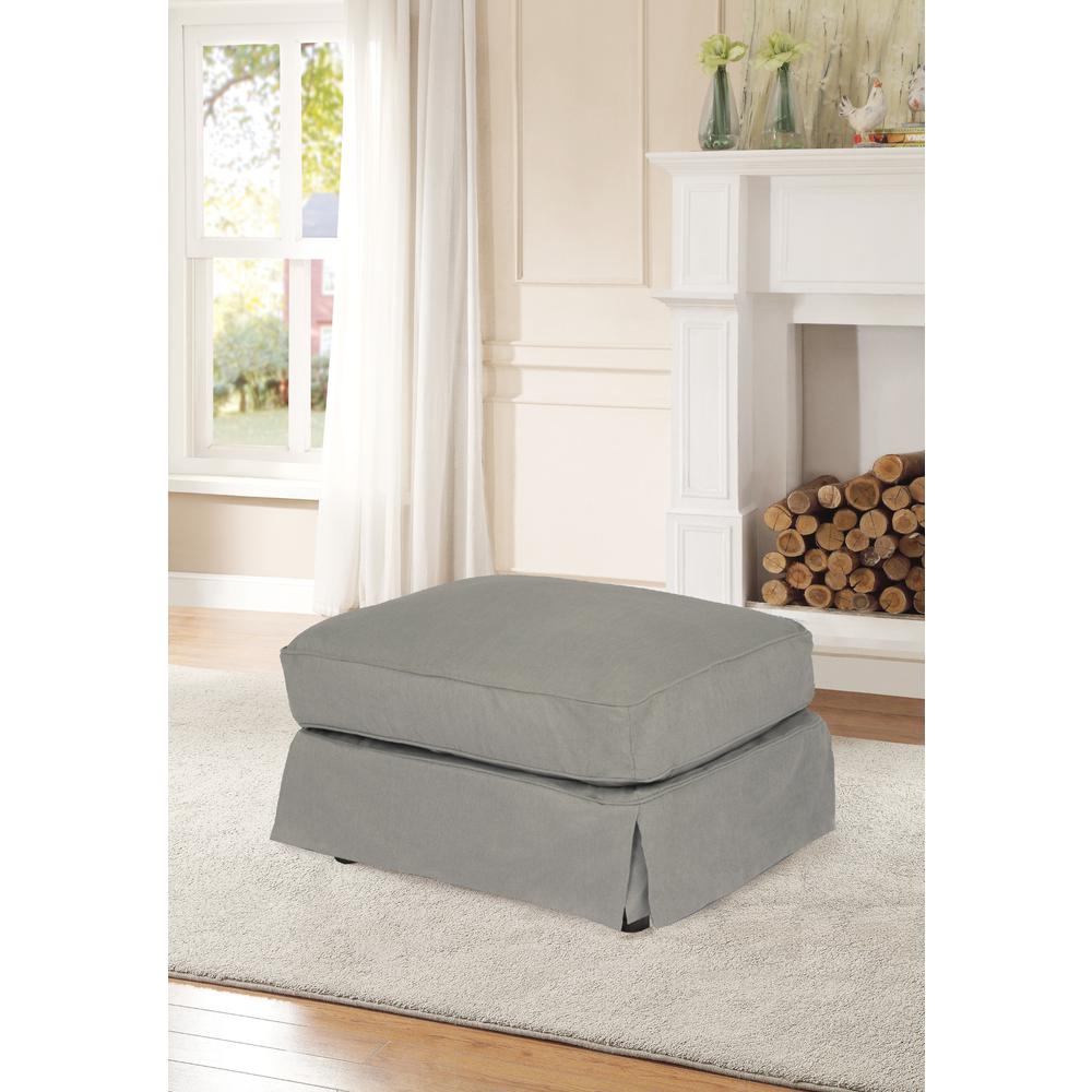 Americana Grey Upholstered Pillow Top Ottoman. Picture 7