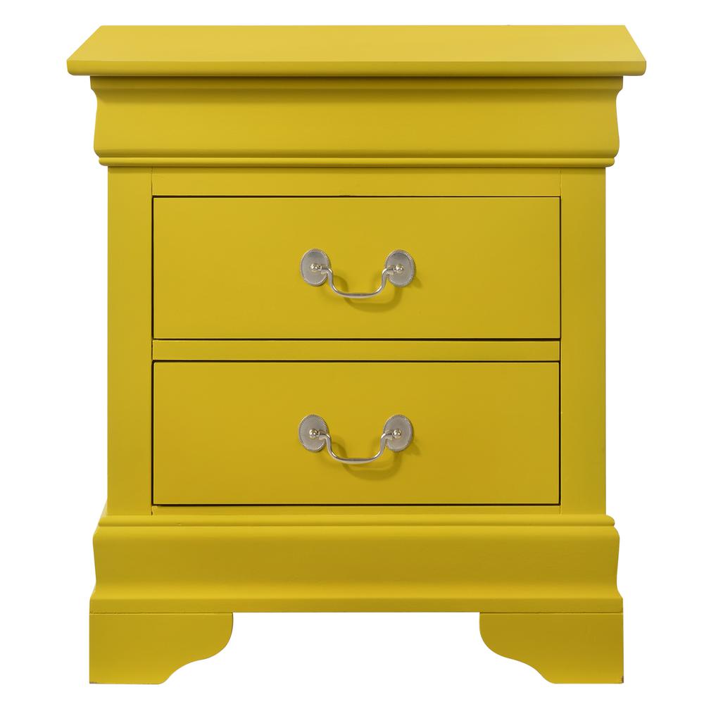 Louis Philippe 2-Drawer Yellow Nightstand (24 in. H X 22 in. W X 16 in. D). Picture 1