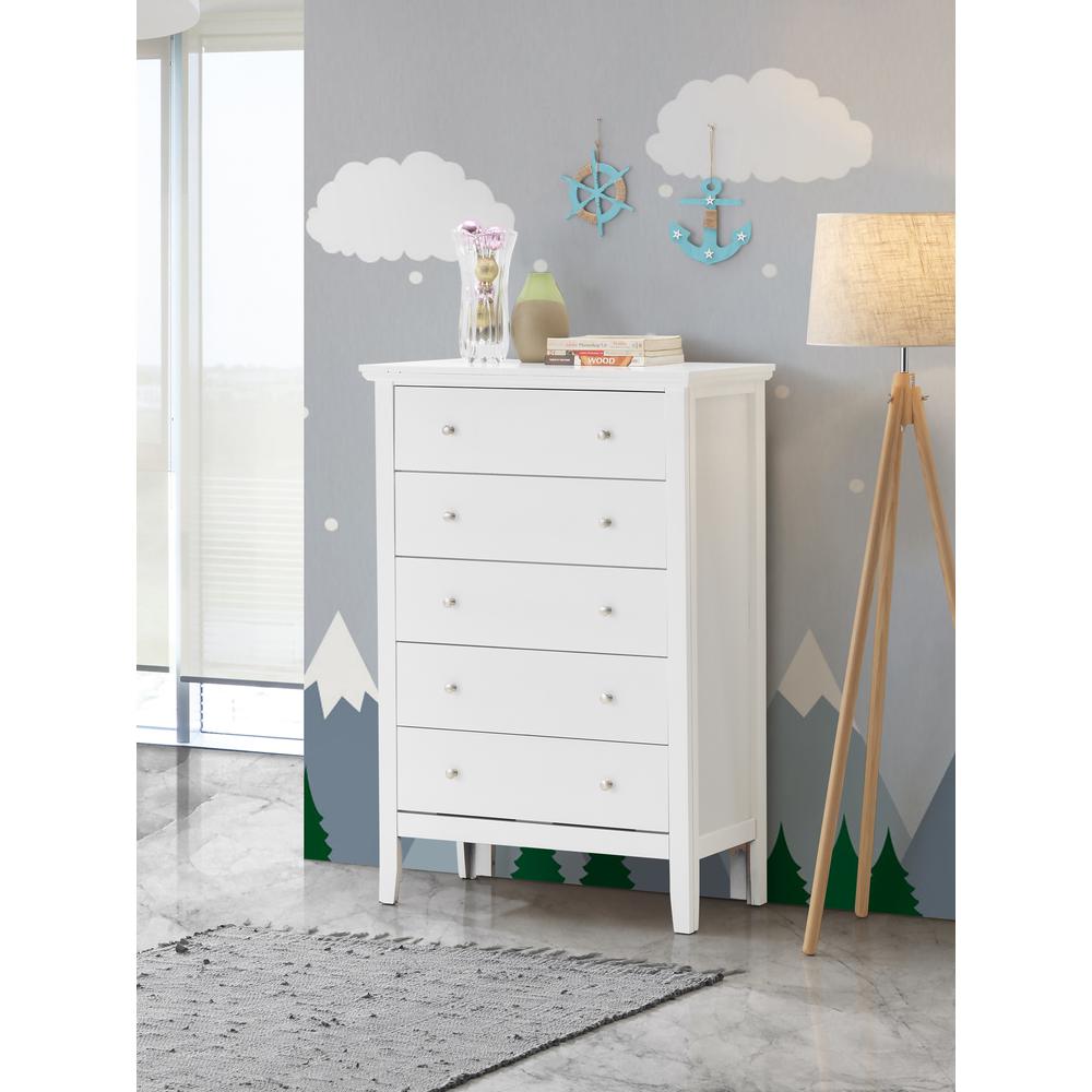 Primo White 5 Drawer Chest of Drawers (32 in L. X 16 in W. X 48 in H.). Picture 5