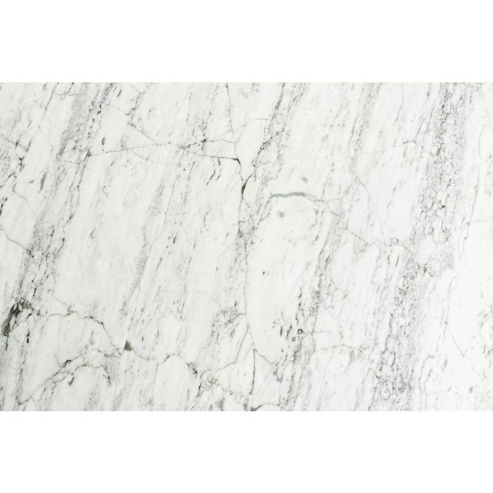 Cima 12" x 21" Rectangular Italian Carrara White Marble Side Table with Oak Legs. Picture 8