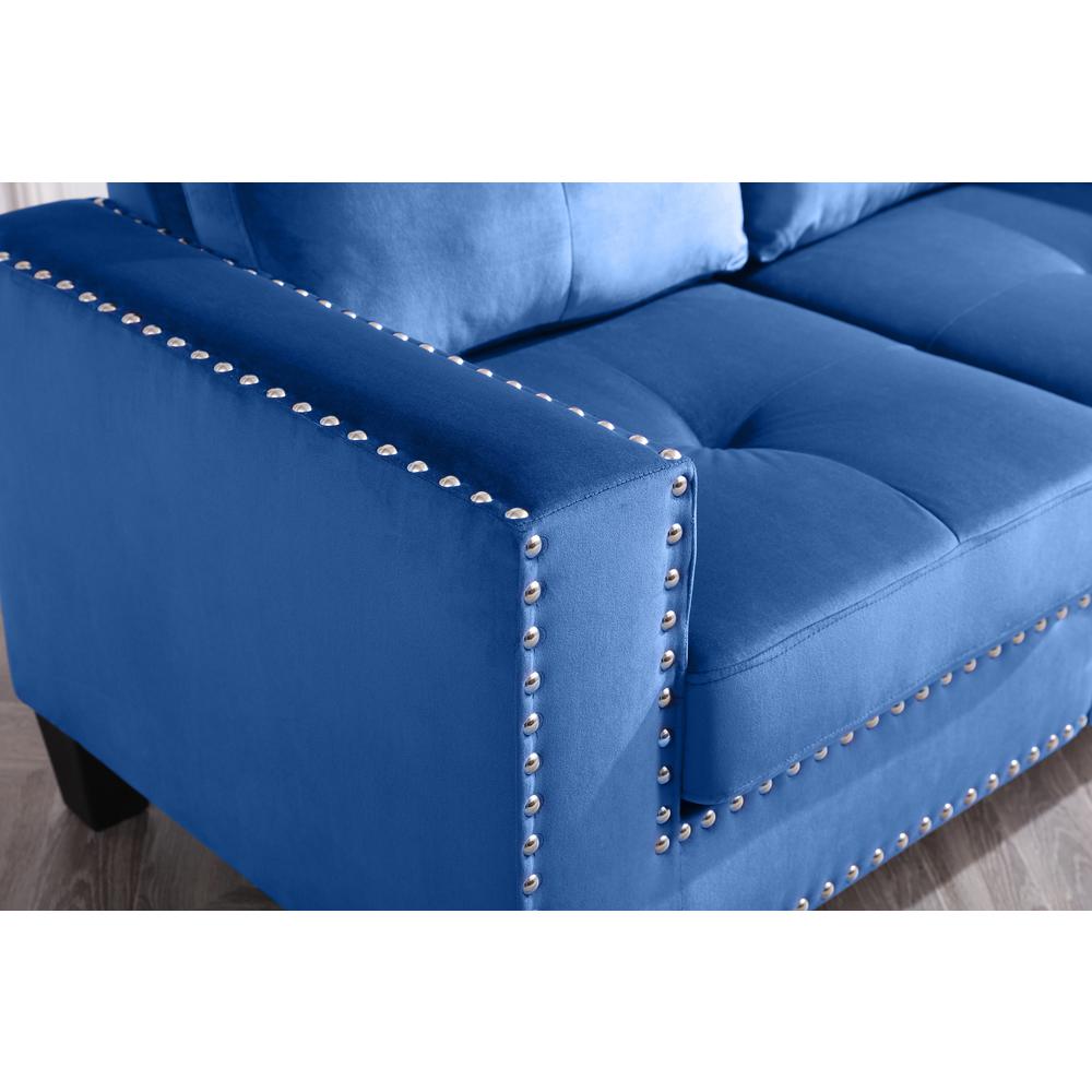 Nailer 71 in. W Flared Arm Velvet Straight Sofa in Navy Blue. Picture 5