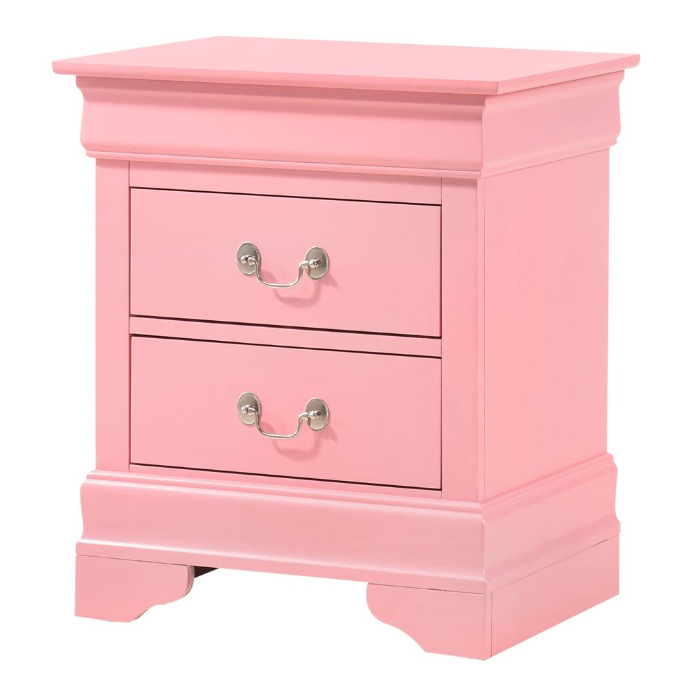 Louis Philippe 2-Drawer Pink Nightstand (24 in. H X 21 in. W X 16 in. D). Picture 2