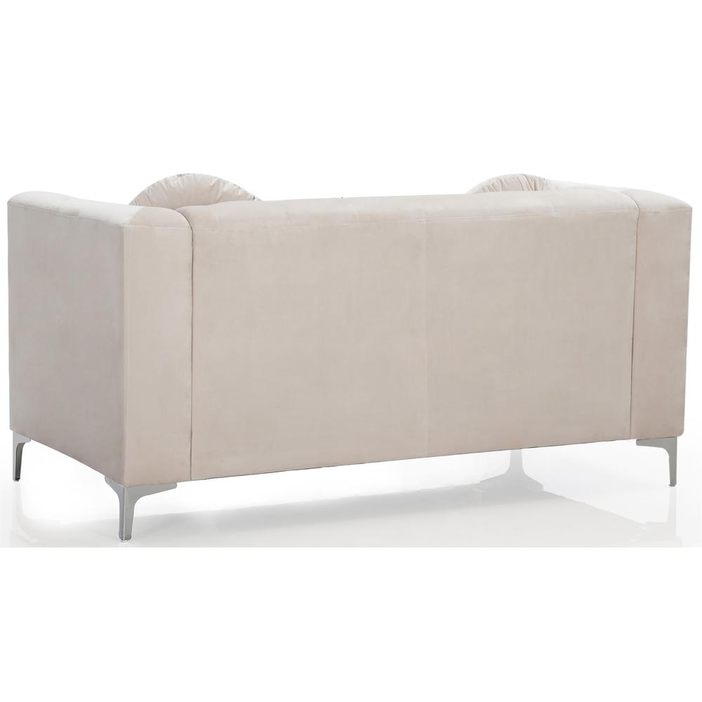 Pompano 62 in. Ivory Tufted Velvet 2-Seater Sofa with 2-Throw Pillow. Picture 3