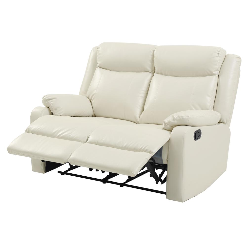 Ward 55 in. Pearl Faux leather 2-Seater Reclining Sofa with Pillow Top Arm. Picture 2