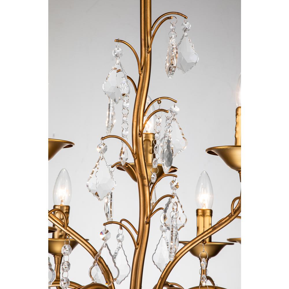Beaufort 9-Light French Country/Cottage Crystal Chandelier 28-in Gold Finish. Picture 5