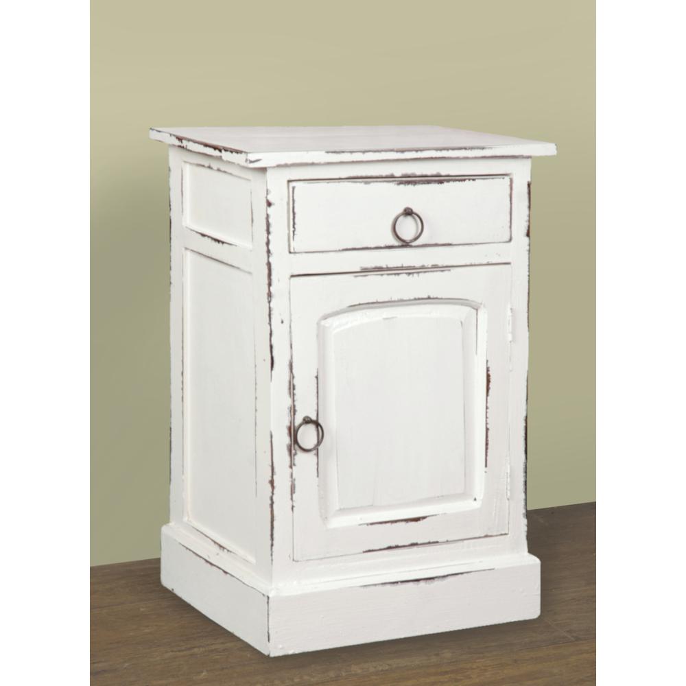 Shabby Chic Cottage 1-Drawer White Wash Nightstand 25.5 in. H x 17.8 in. W x 13.5 in. D. Picture 5