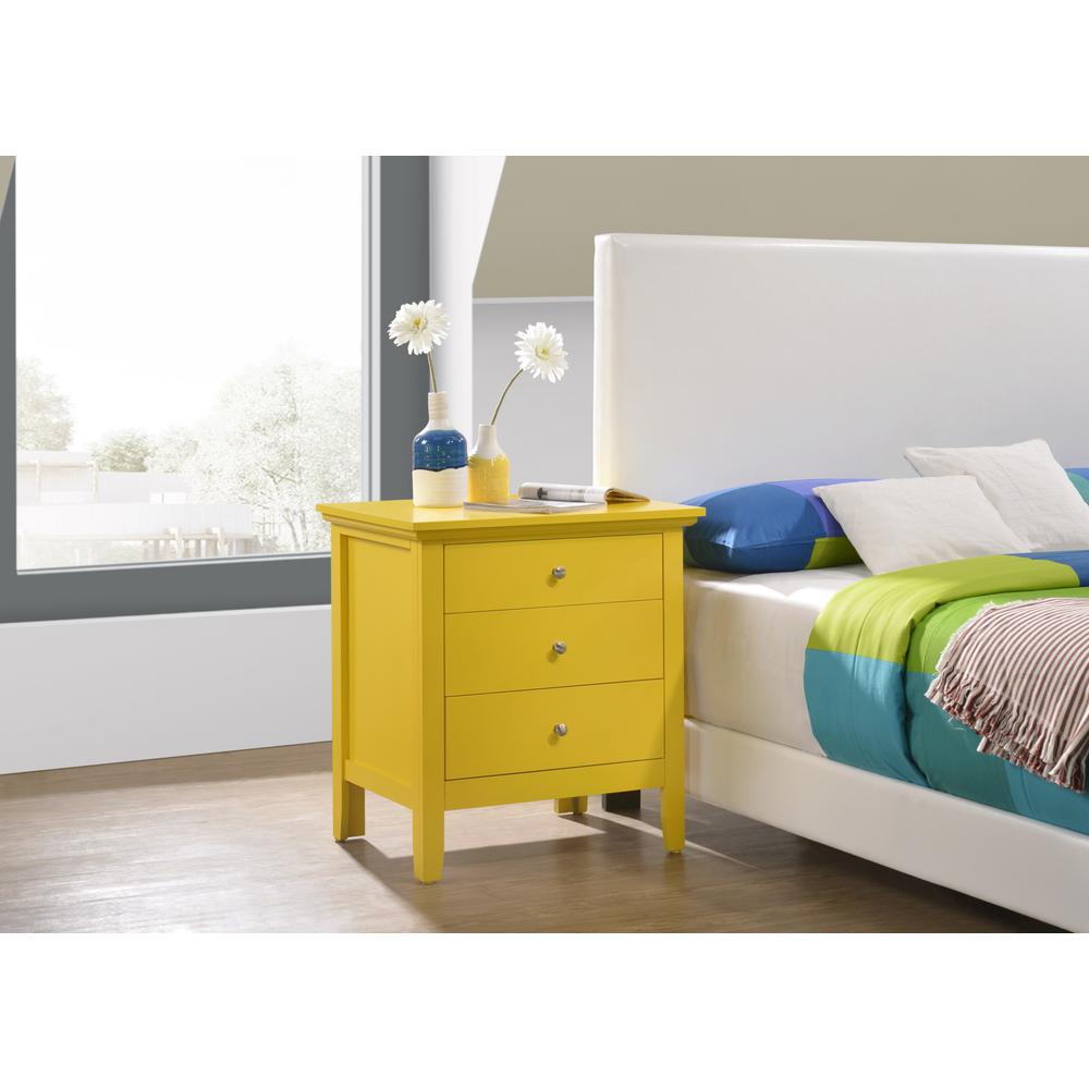 Hammond 3-Drawer Yellow Nightstand (26 in. H x 18 in. W x 24 in. D). Picture 5