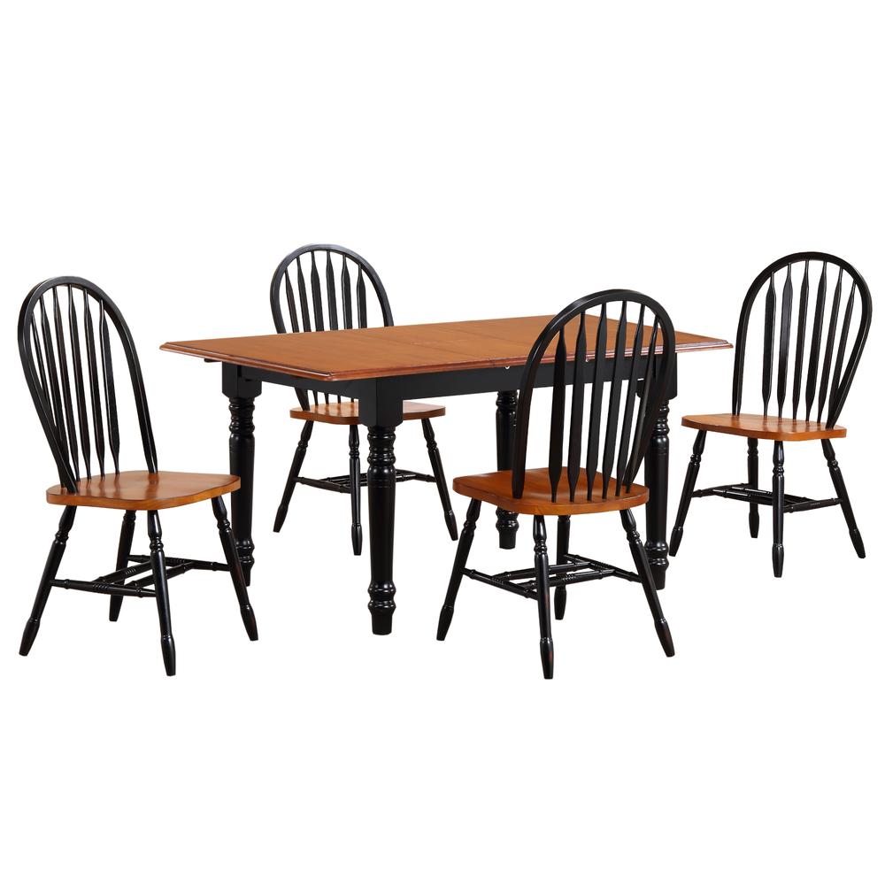 Black Cherry Selections 5-Piece Solid Wood Top Dining Table Set. Picture 1