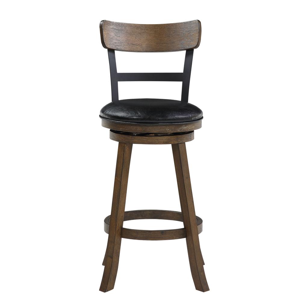 SH 42.5 in. Walnut High Back Wood and Metal 29 in. Bar Stool. Picture 1
