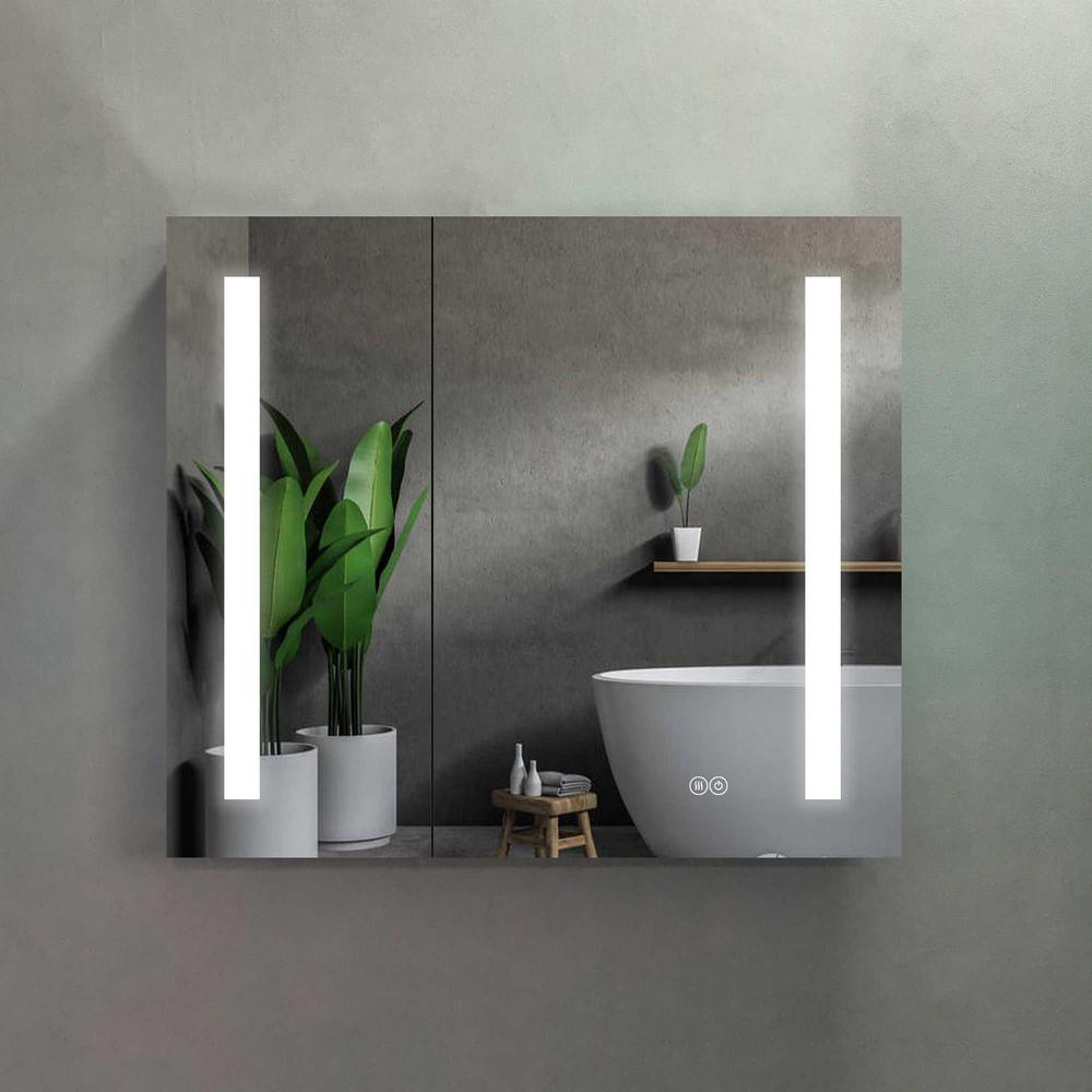 30 in. W x 26 in. H Rectangular Recessed or Surface Mount LED Mirror Cabinet. Picture 7