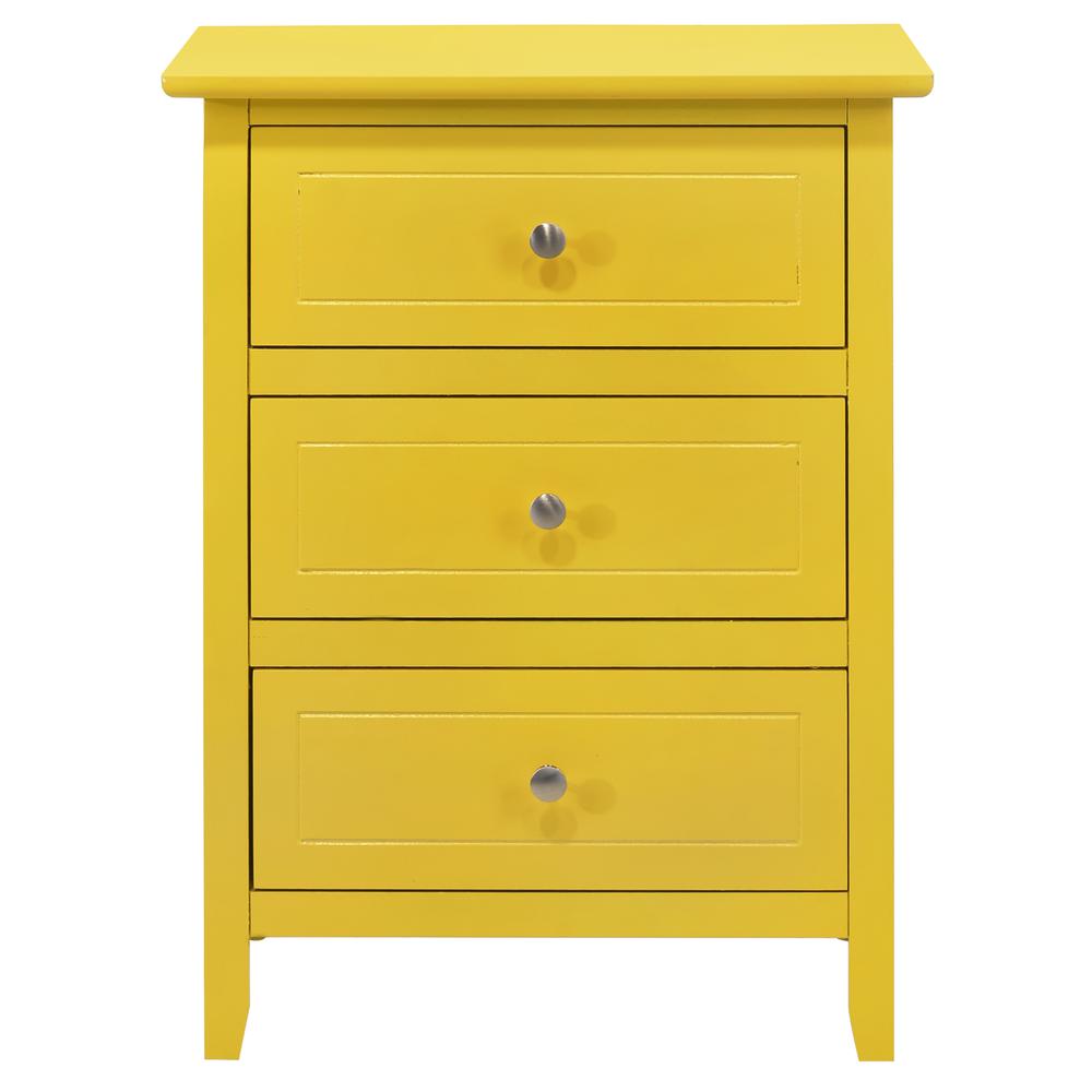 Daniel 3-Drawer Yellow Nightstand (25 in. H x 15 in. W x 19 in. D). Picture 1