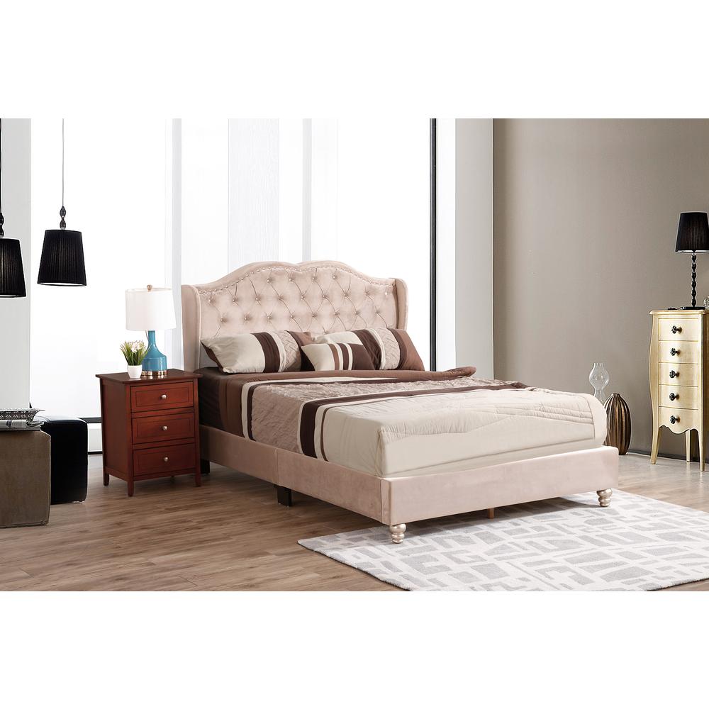 Joy Jewel Beige Tufted Full Panel Bed. Picture 7