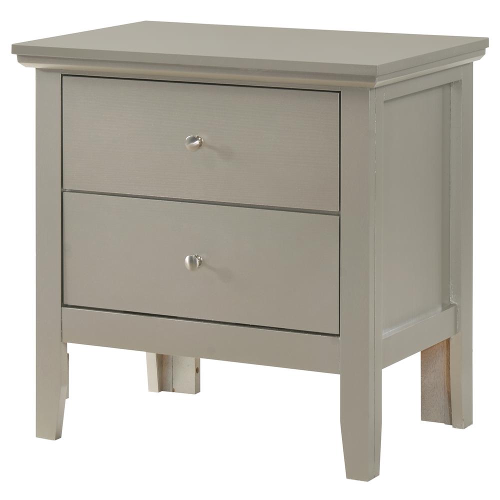Primo 2-Drawer Silver Champagne Nightstand (24 in. H x 15.5 in. W x 19 in. D). Picture 2
