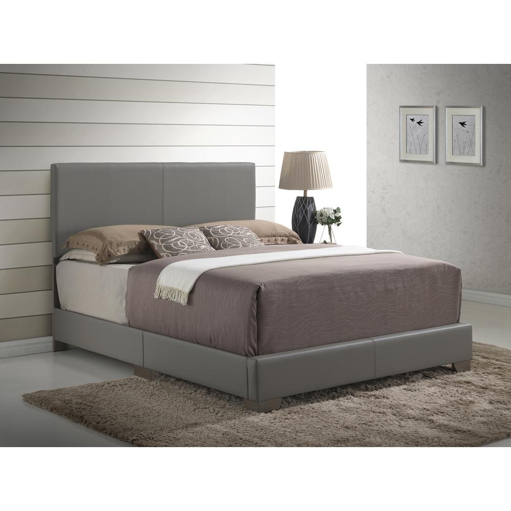 Aaron Light Grey Upholstered King Panel Bed. Picture 3