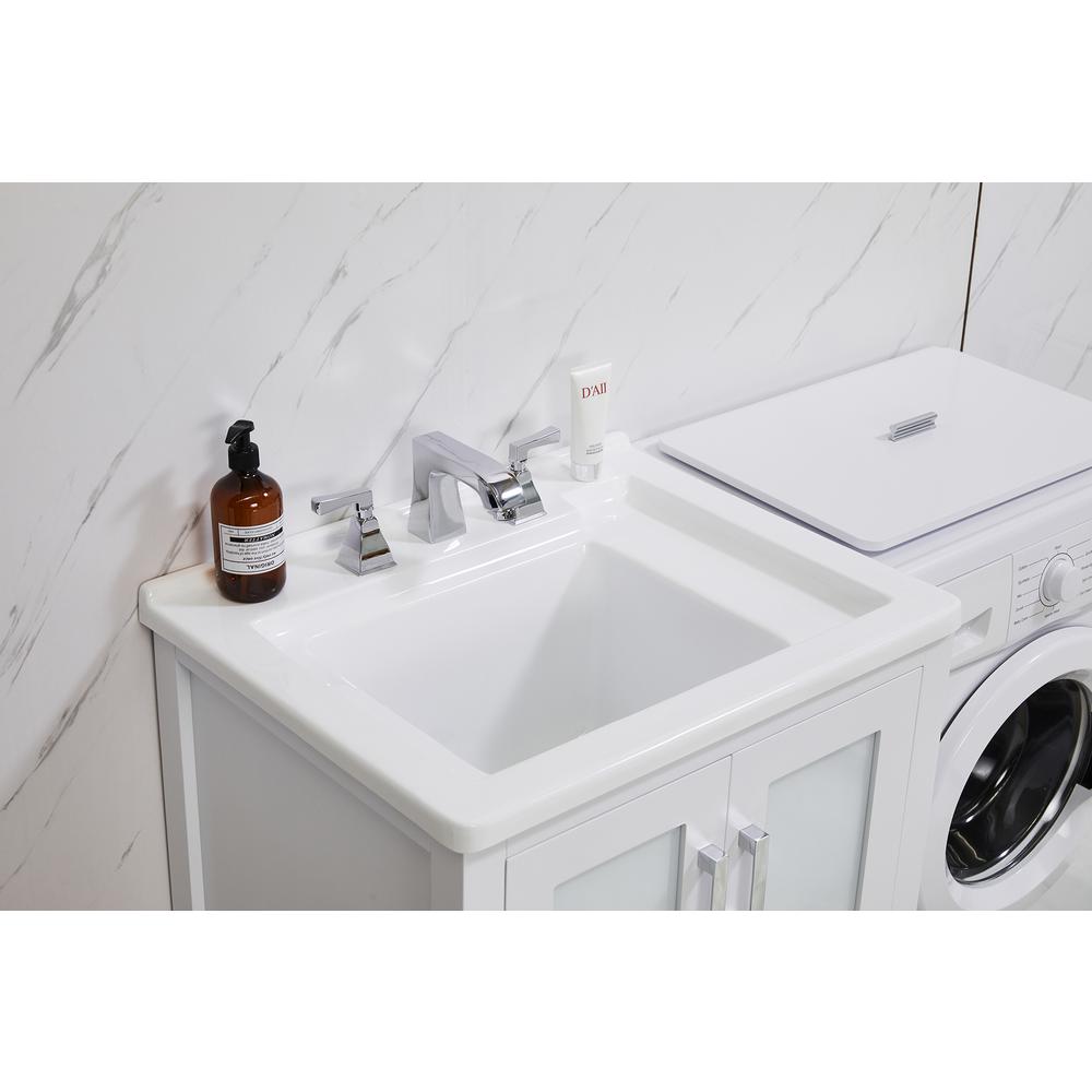 27 in. x 34 in. White Engineered Wood Laundry Sink with a Basket Included. Picture 2