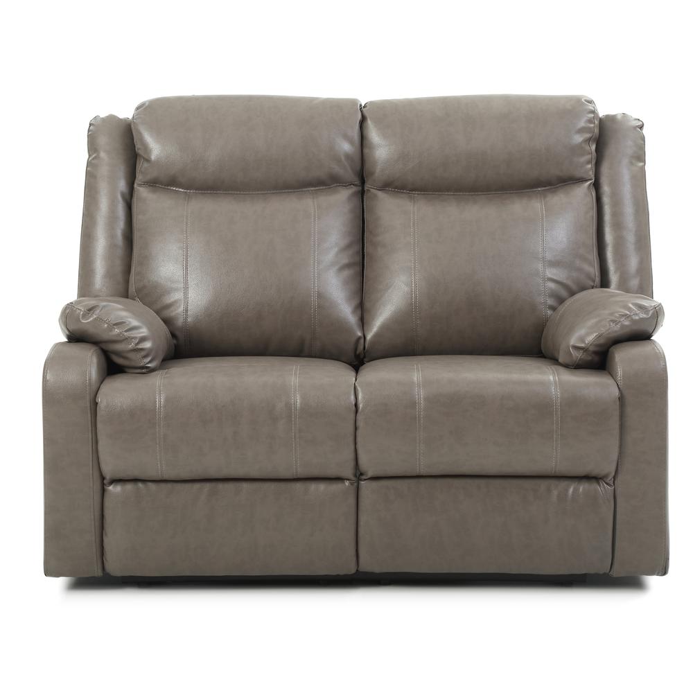 Ward 55 in. Gray Faux leather 2-Seater Reclining Sofa with Pillow Top Arm. Picture 1