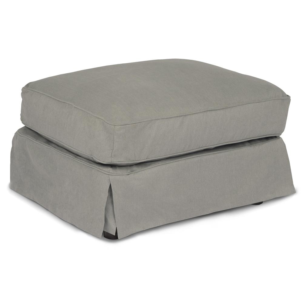 Americana Grey Upholstered Pillow Top Ottoman. Picture 2