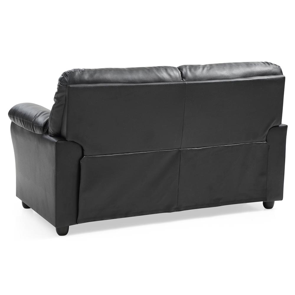 Olney 60 in. W Flared Arm Faux Leather Straight Sofa in Black. Picture 4