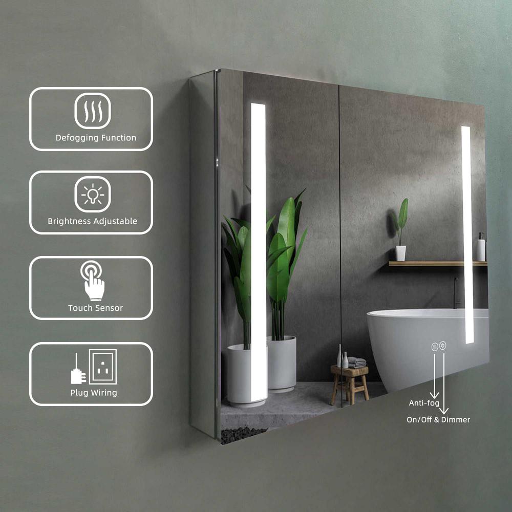 30 in. W x 26 in. H Rectangular Recessed or Surface Mount LED Mirror Cabinet. Picture 3