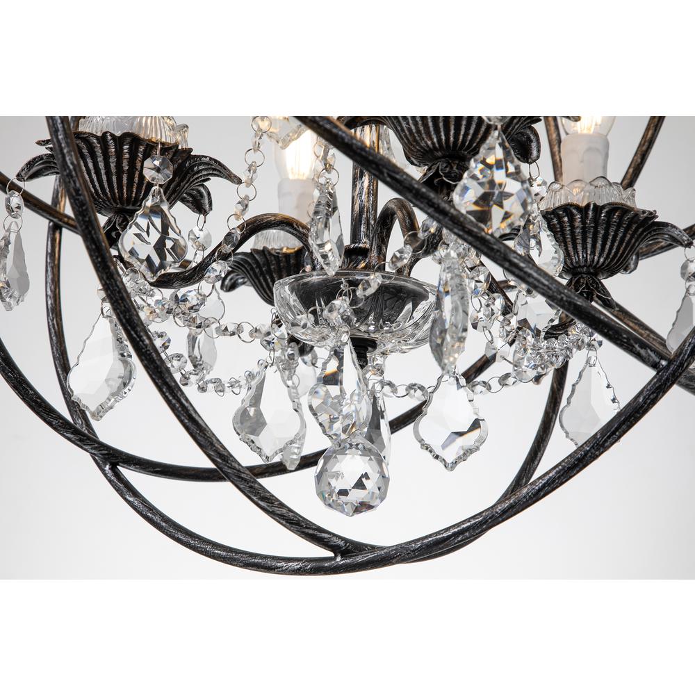 Eudora 4-Light Globe Hanging Chandelier with Crystal Accents Antique Black. Picture 9