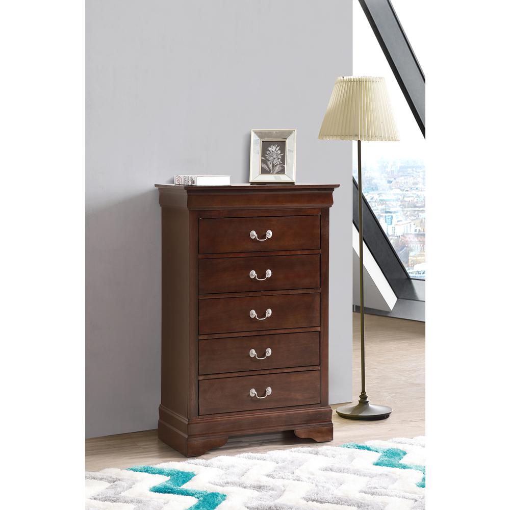 Louis Phillipe II Cappuccino 5 Drawer Chest of Drawers (31 in L. X 16 in W. X 48 in H.). Picture 7