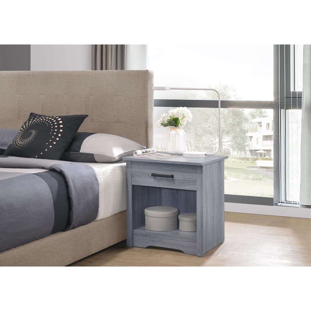 Hudson 1-Drawer Gray Nightstand (23 in. H x 18 in. W x 22 in. L). Picture 6