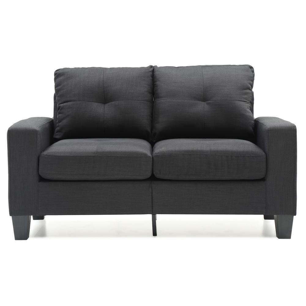 Newbury 58 in. W Flared Arm Cotton Straight Sofa in Black. Picture 1