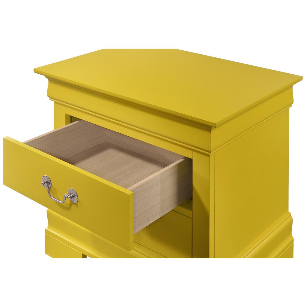 Louis Philippe 2-Drawer Yellow Nightstand (24 in. H X 22 in. W X 16 in. D). Picture 3