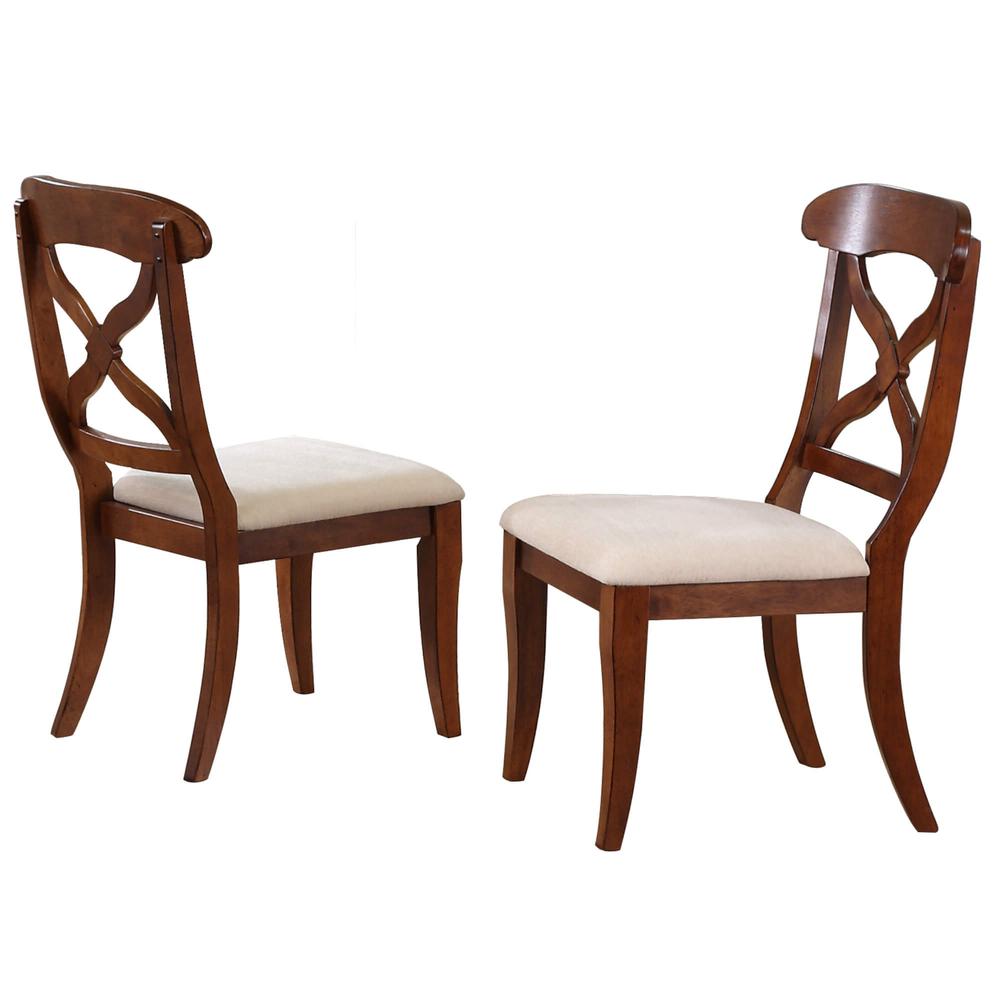 Andrews Distressed Chestnut Brown Upholstered Side Chair (Set of 2). Picture 2