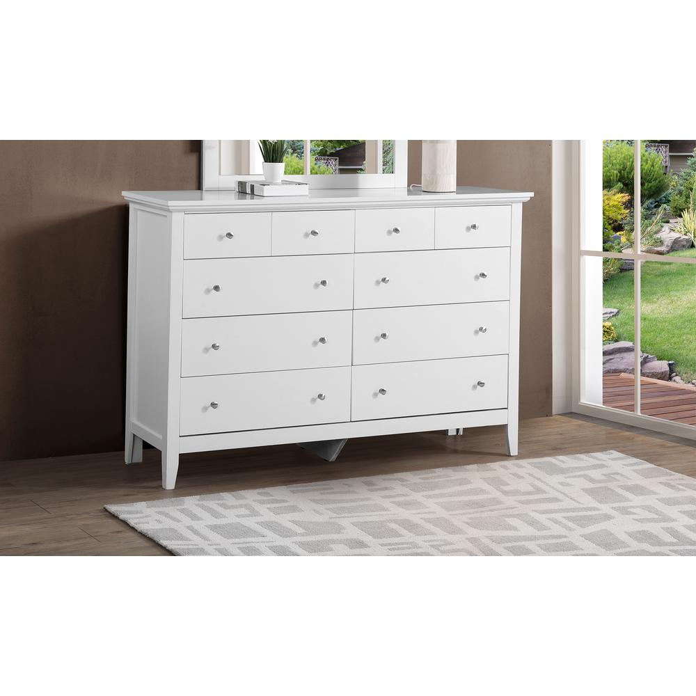 Hammond 10-Drawer White Double Dresser (39 in. X 18 in. X 58 in.). Picture 7