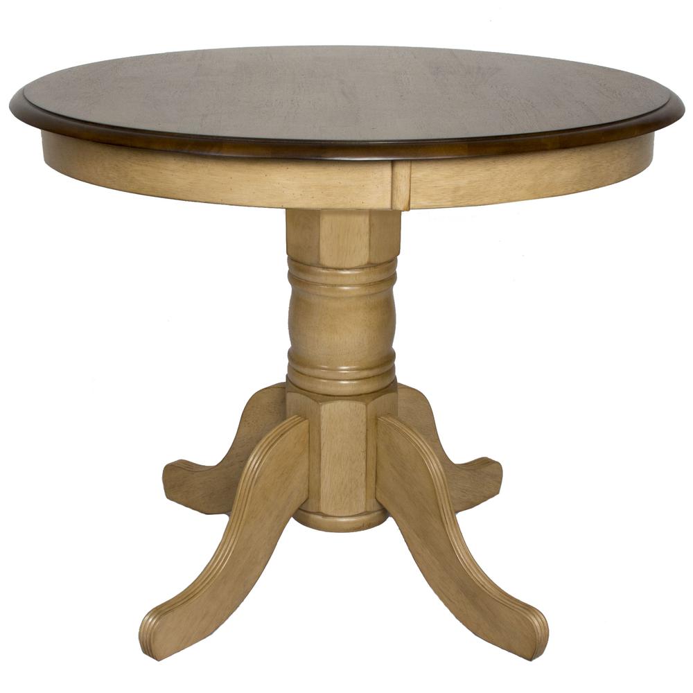 36 in. Round Distressed Two Tone Light Creamy Wheat with Dining Table (Seats 4). Picture 1