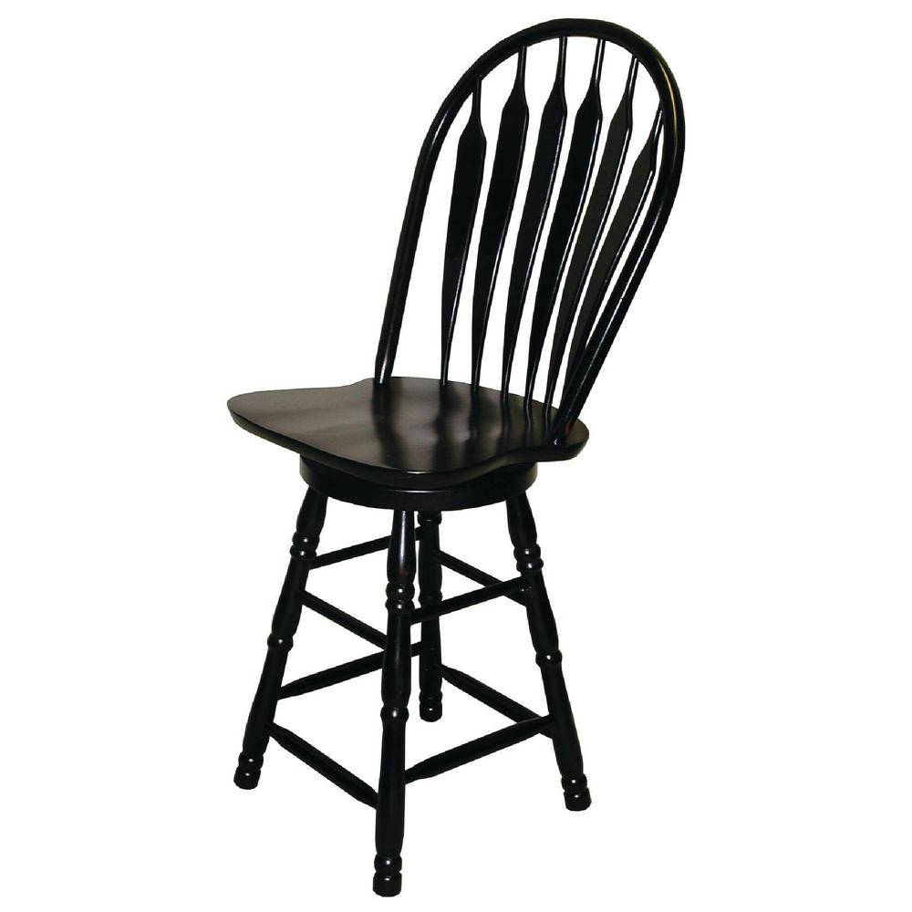 44.5 in. Distressed Antique Black with Cherry Rub High Back Wood Frame 24 in. Bar Stool. Picture 3