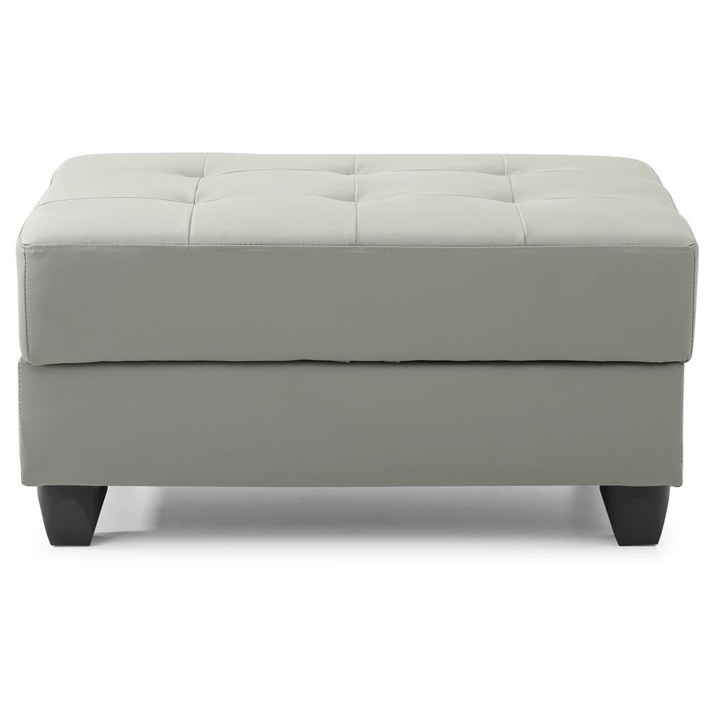 Nyla Gray Faux Leather Upholstered Storage Ottoman. Picture 1