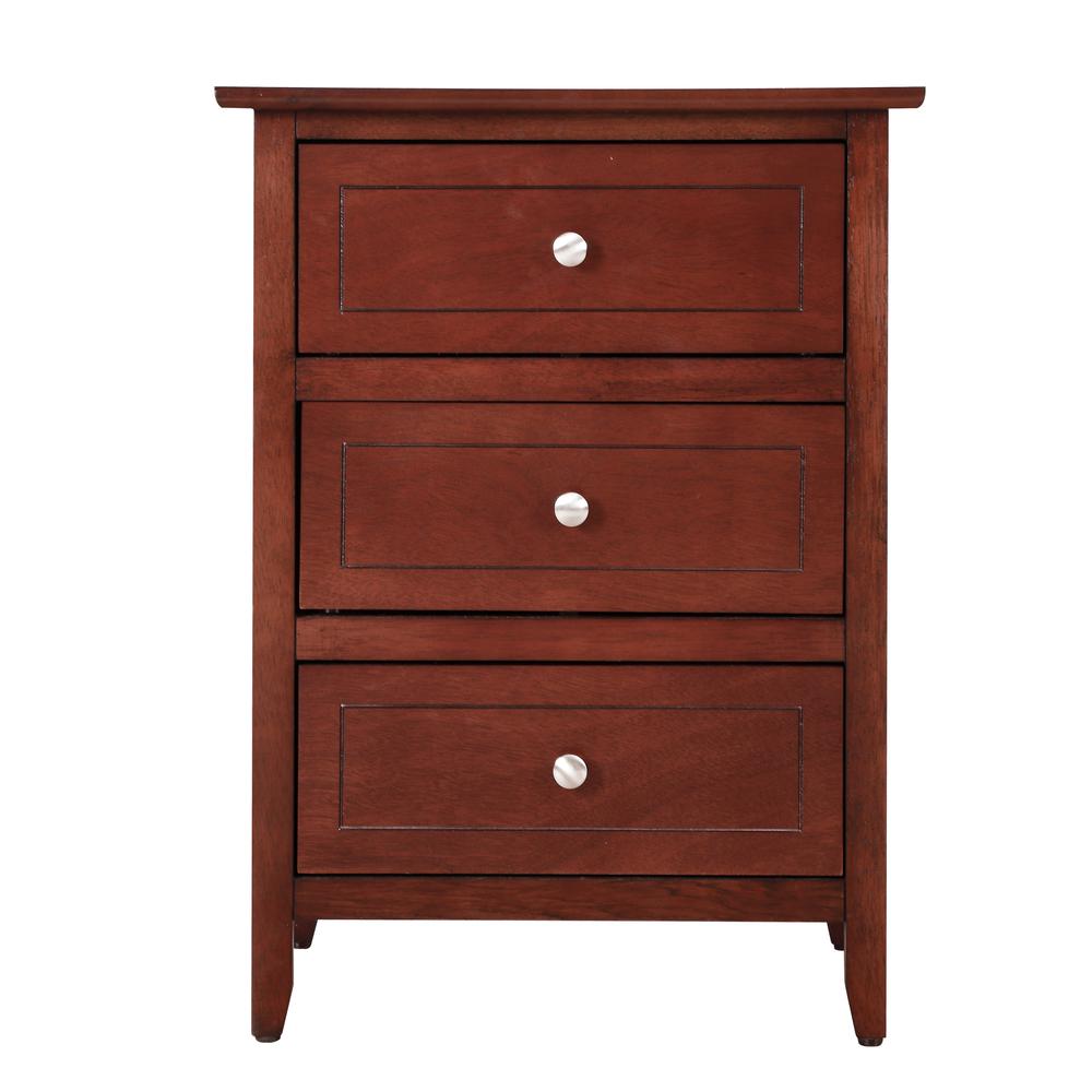 Daniel 3-Drawer Cherry Nightstand (25 in. H x 15 in. W x 19 in. D). Picture 1