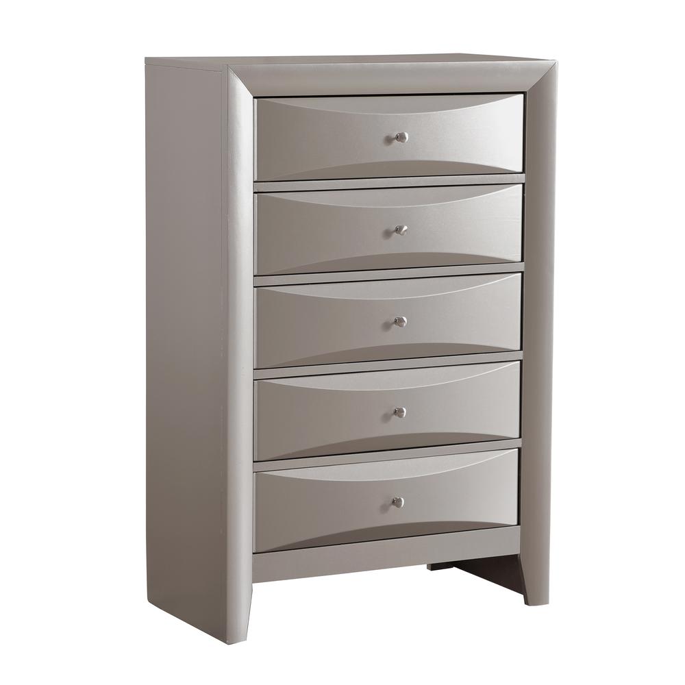 Marilla Silver Champagne 5-Drawer Chest of Drawers (32 in. L X 17 in. W X 48 in. H). Picture 2